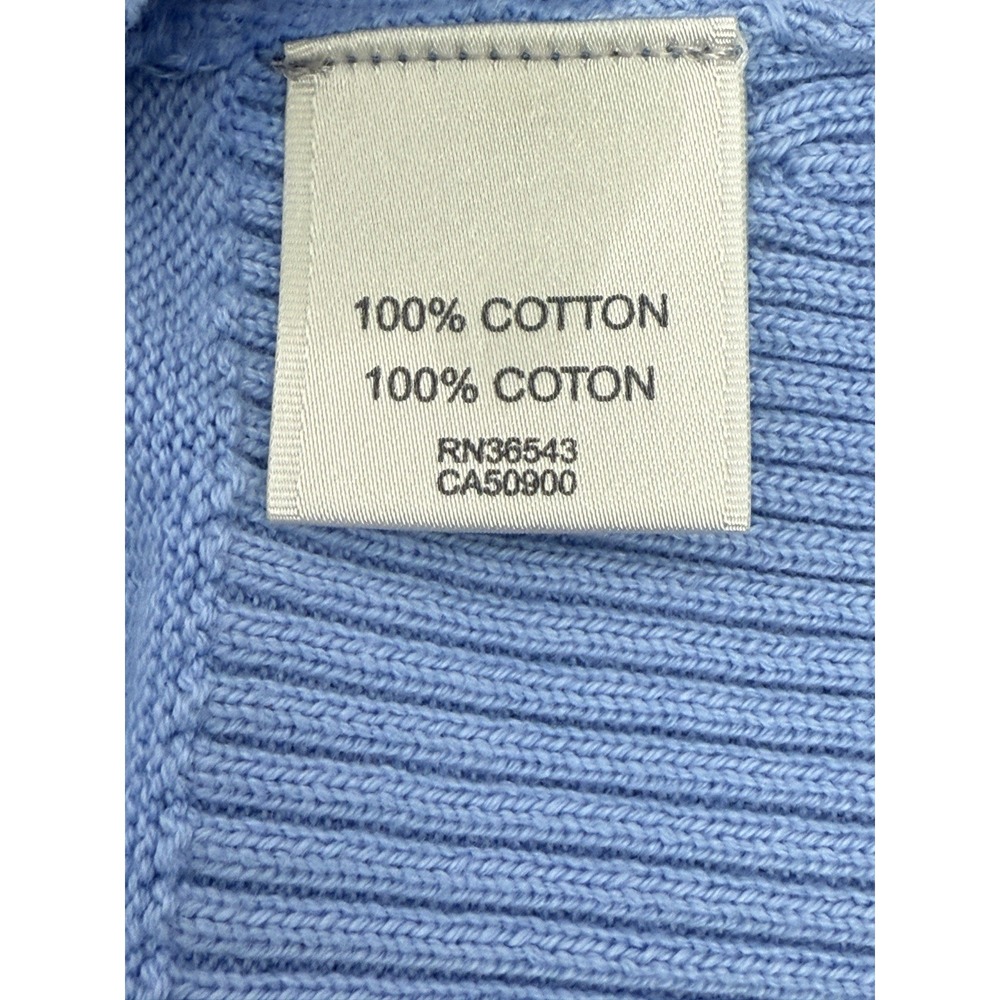 Van Heusen Women's Cardigan Blue Large Ruffles Button Up Short Sleeve cotton #46 - Picture 3 of 6